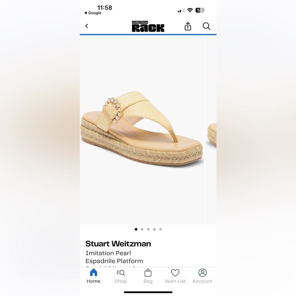 Stuart Weitzman Pearl Buckle Espadrille Sandal